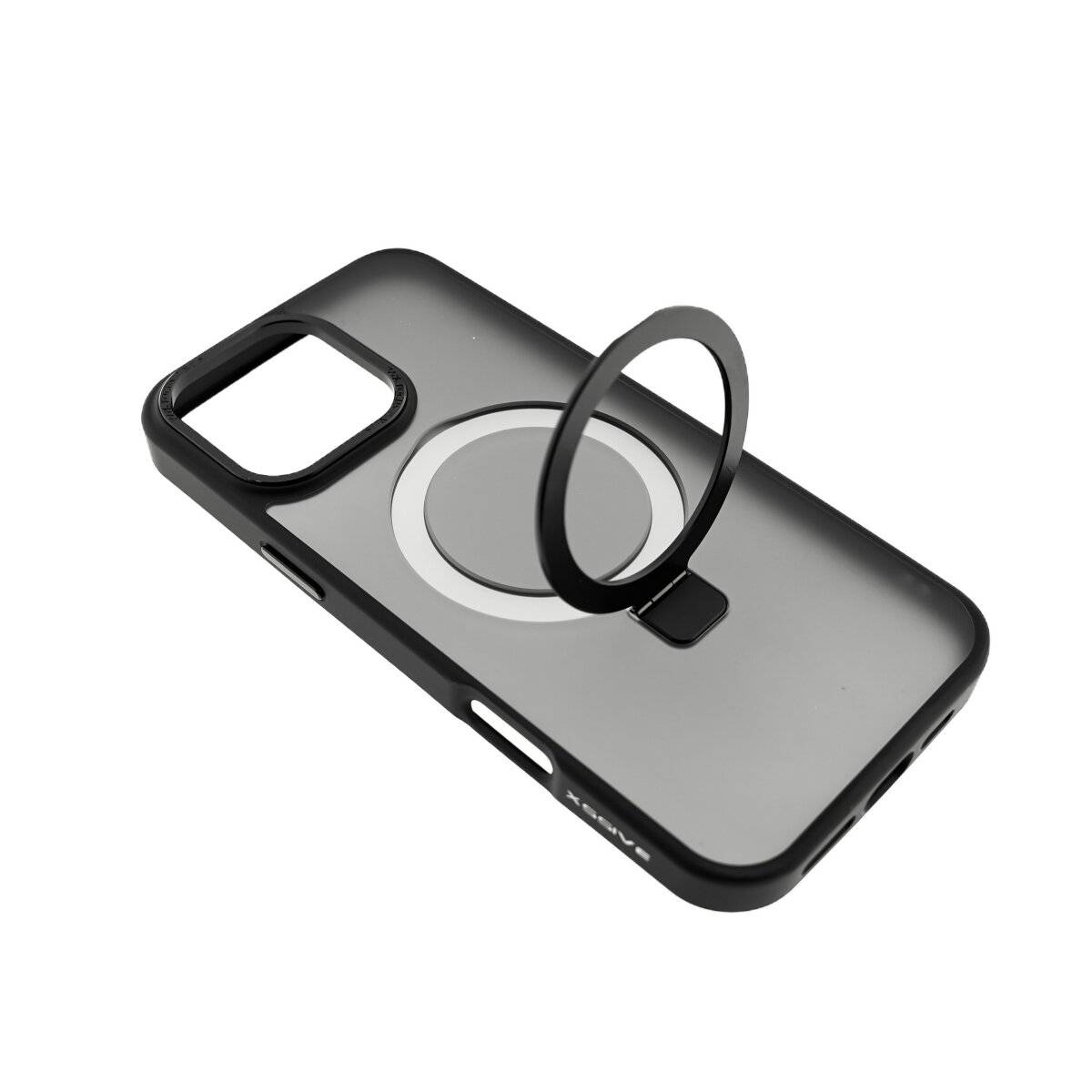 MagSafe Smartphone Hülle Bumper mit Ringhalter - Matte Oberfläche für eleganten Schutz iPhone 16 Pro Max Schwarz