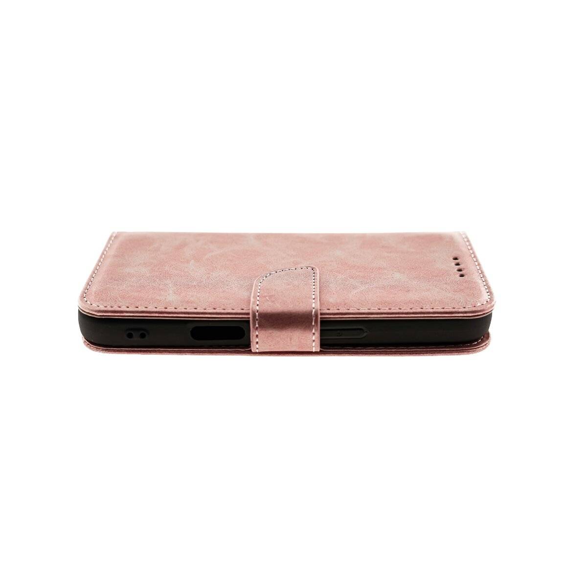 Elegante Buchtasche  Klapphülle aus Kunstleder mit integriertem Kameraschutz iPhone 16 Rosegold