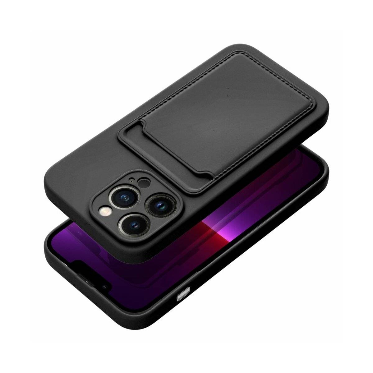 CardCase Handyhülle Kartenetui Silikonhülle kompatibel mit iPhone 16 Schwarz