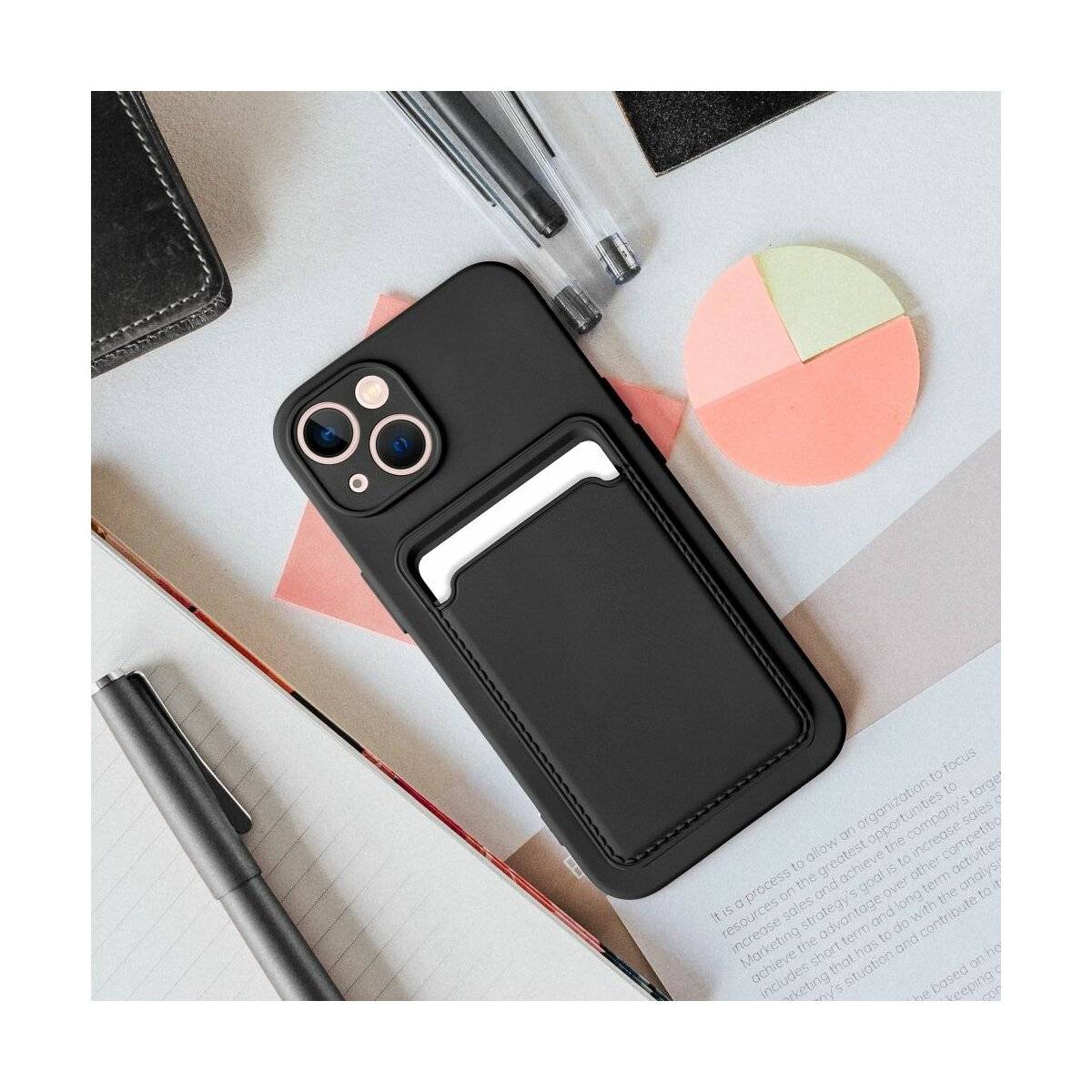CardCase Handyhülle Kartenetui Silikonhülle kompatibel mit iPhone 16 Pro Schwarz