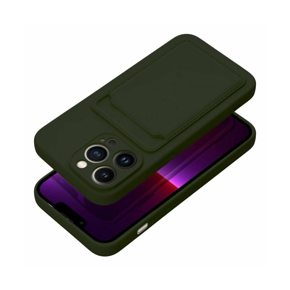 CardCase Handyhülle Kartenetui Silikonhülle kompatibel mit iPhone 16 Pro Grün