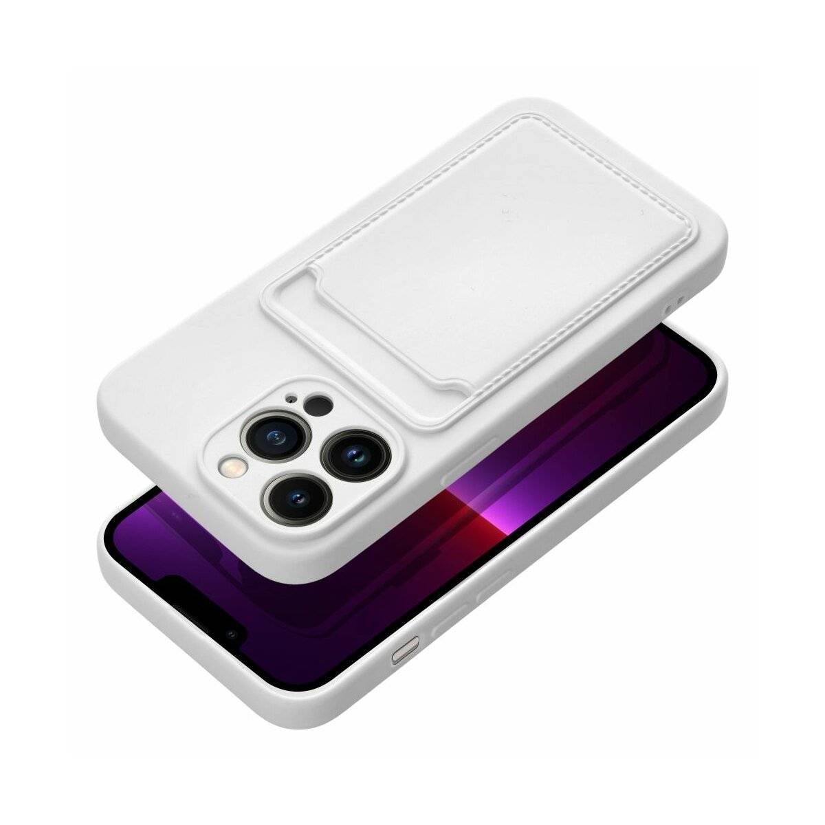 CardCase Handyhülle Kartenetui Silikonhülle kompatibel mit iPhone 16 Pro Max Weiß