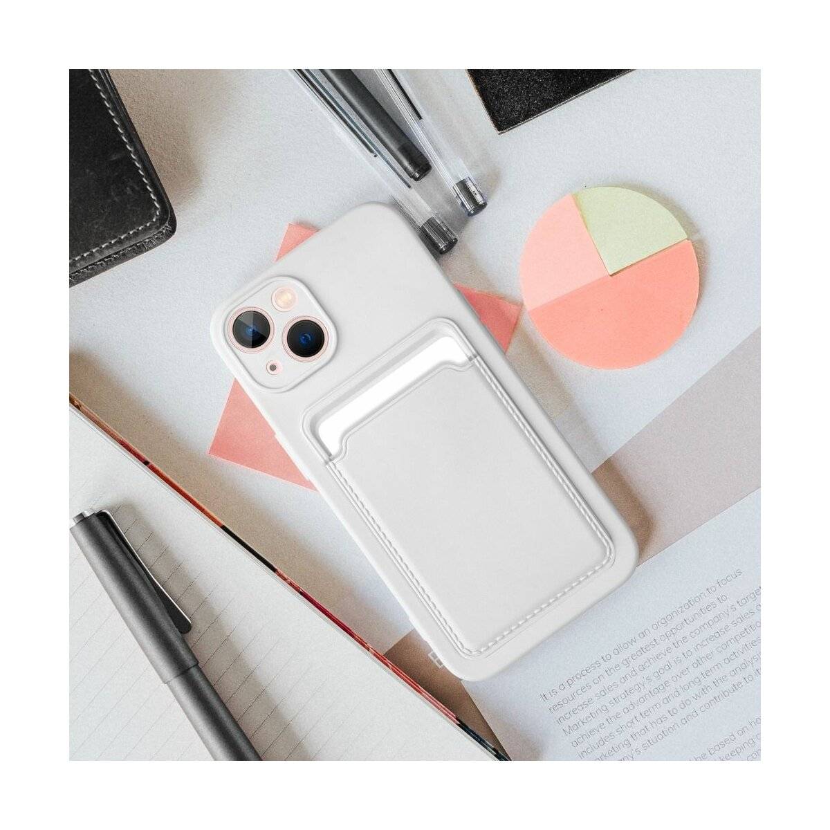 CardCase Handyhülle Kartenetui Silikonhülle kompatibel mit iPhone 16 Pro Max Weiß