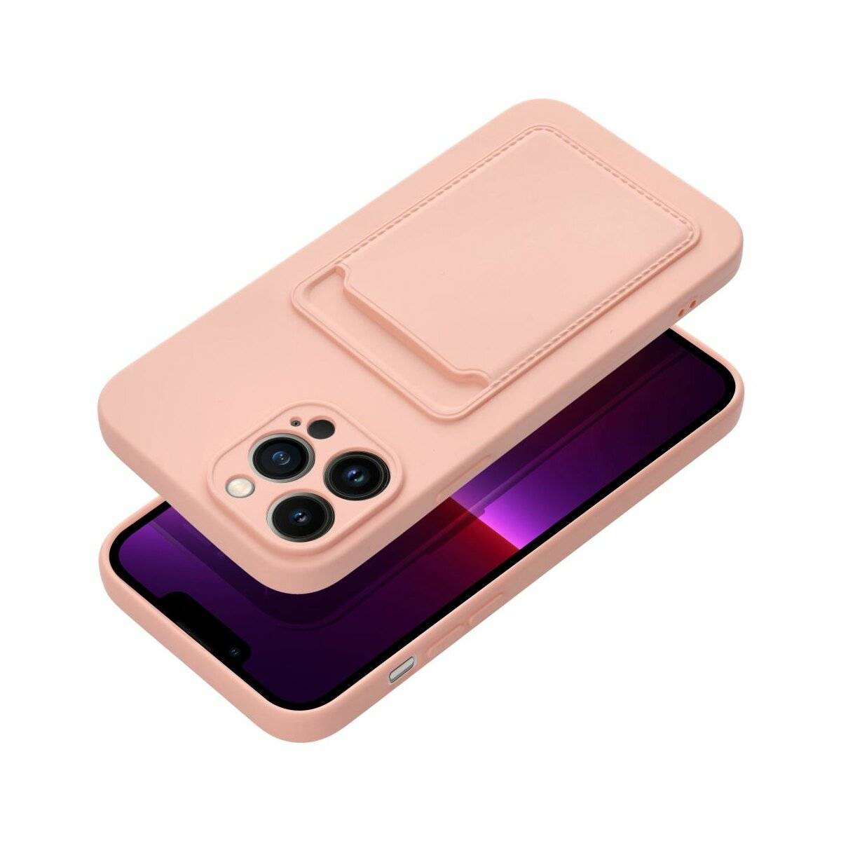 CardCase Handyhülle Kartenetui Silikonhülle kompatibel mit iPhone 16 Pro Max Pink