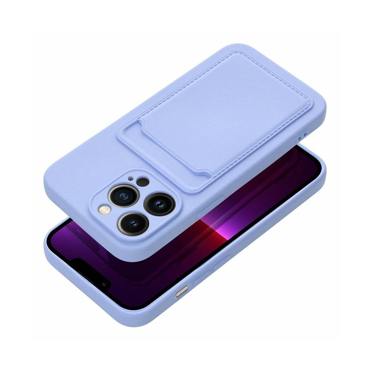 CardCase Handyhülle Kartenetui Silikonhülle kompatibel mit iPhone 16 Violett