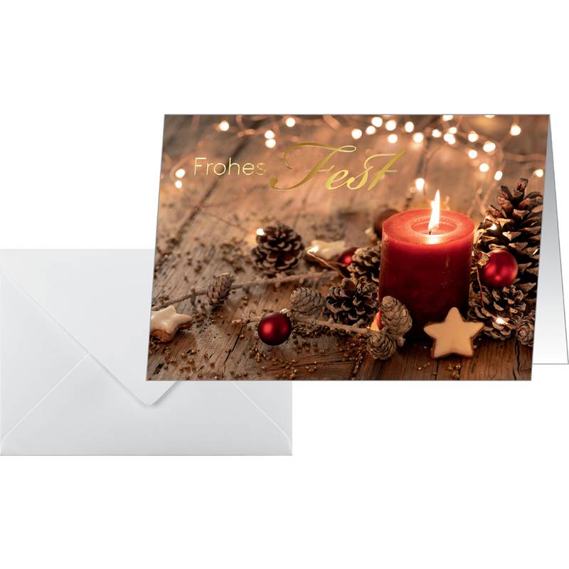 sigel Weihnachtskarte "Red Christmas Candle", A6 quer (A5)