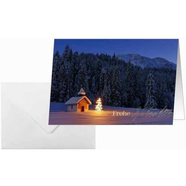 Weihnachtskarte A6(A5) 210g 10+10 Stück Christmas Chapel Goldprägung