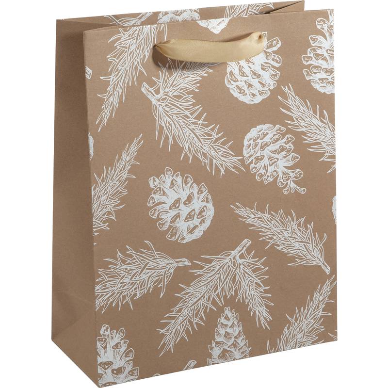 sigel Weihnachts-Geschenktüte "Pine Cones and Pine Branches"