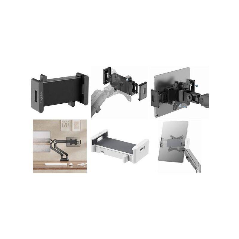 LogiLink Smartphone-/Tablet-PC-Halter für Monitorarm, weiß