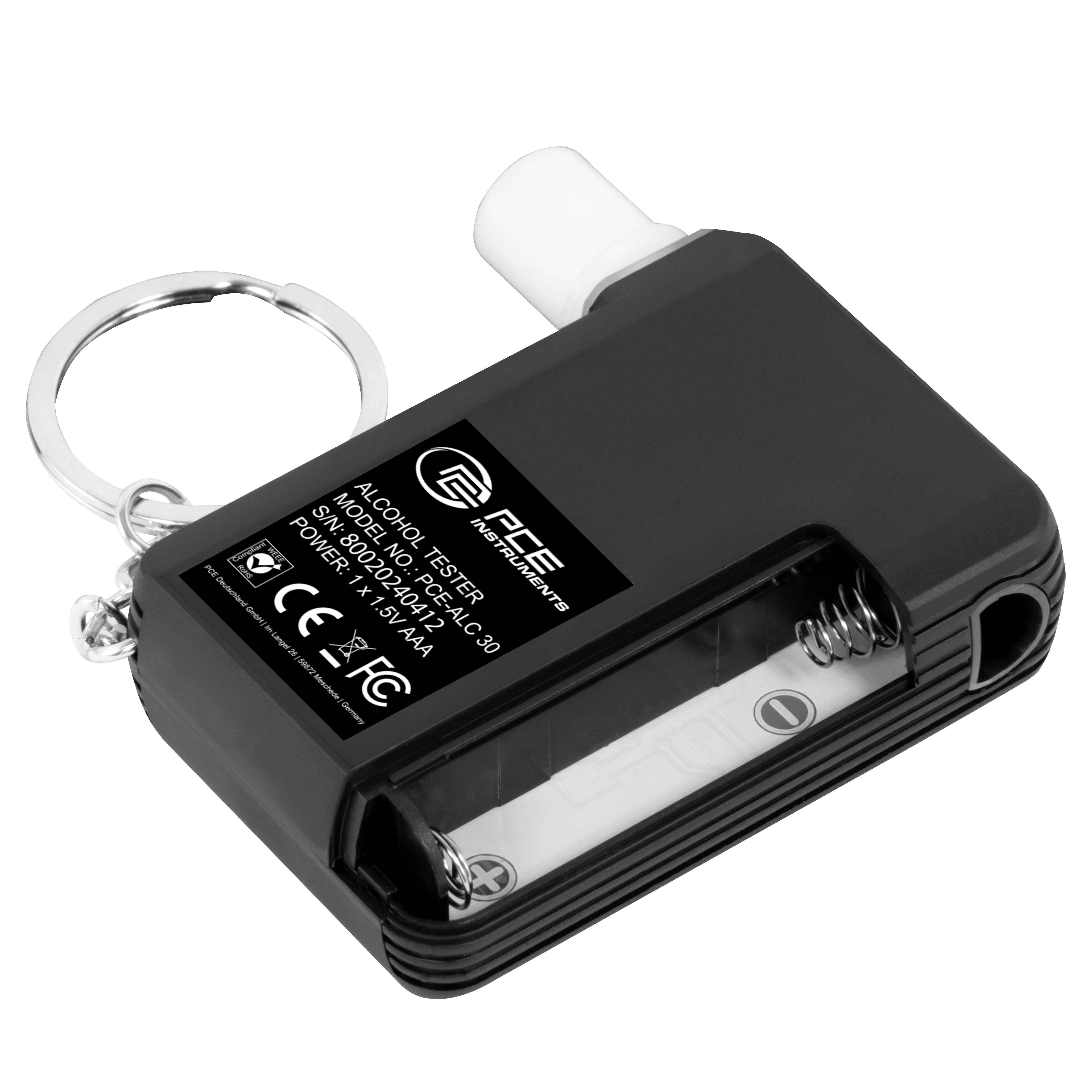 PCE Instruments Alkoholtester PCE-ALC 30 Alarm einstellbar |schnell < 5 s |Messbereich 0..4 g/l|mg/l, g/l, % BAC, ‰ BAC