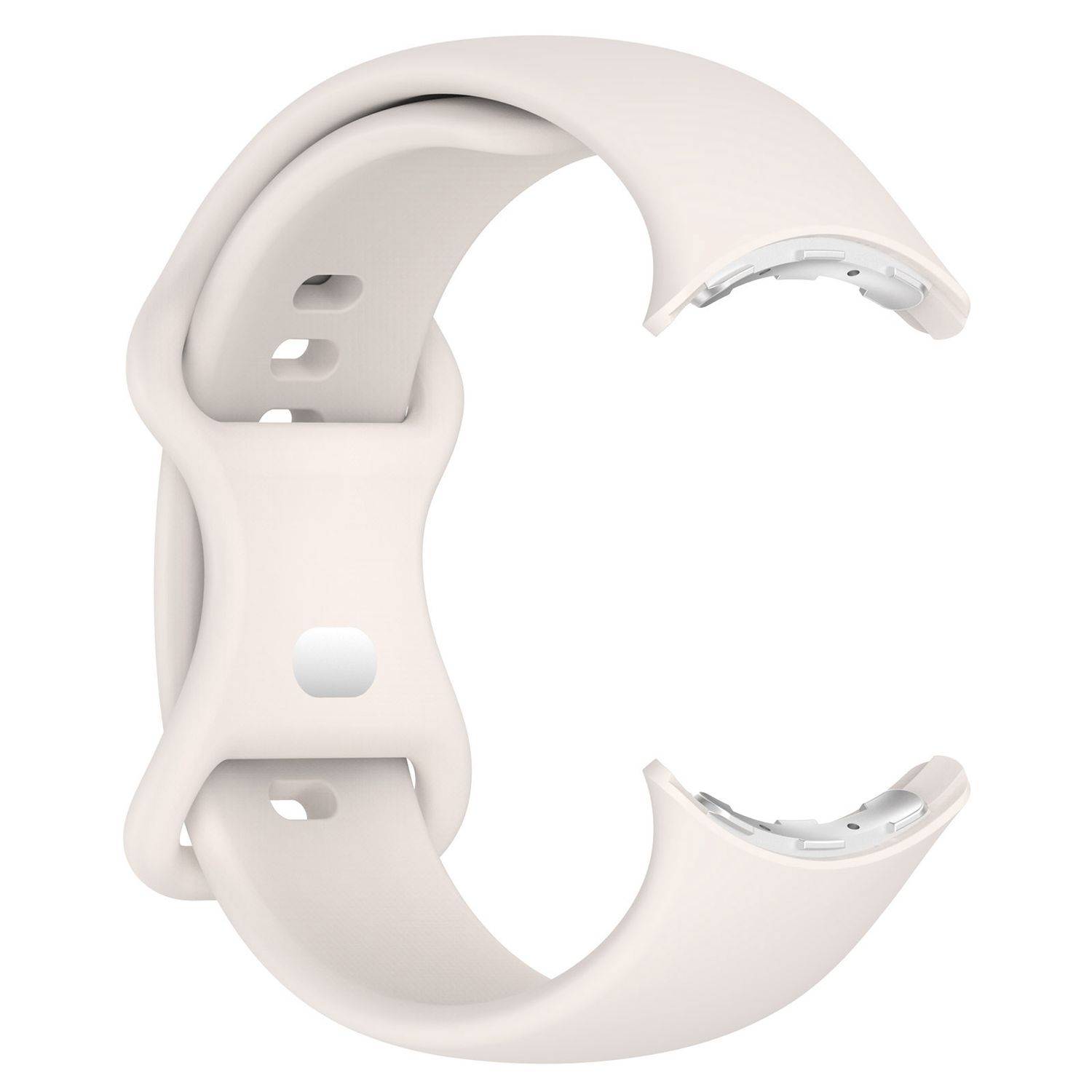 Für Google Pixel Watch 3 45mm Silikon Armband mit Butterfly-Schnalle Größe S Beige