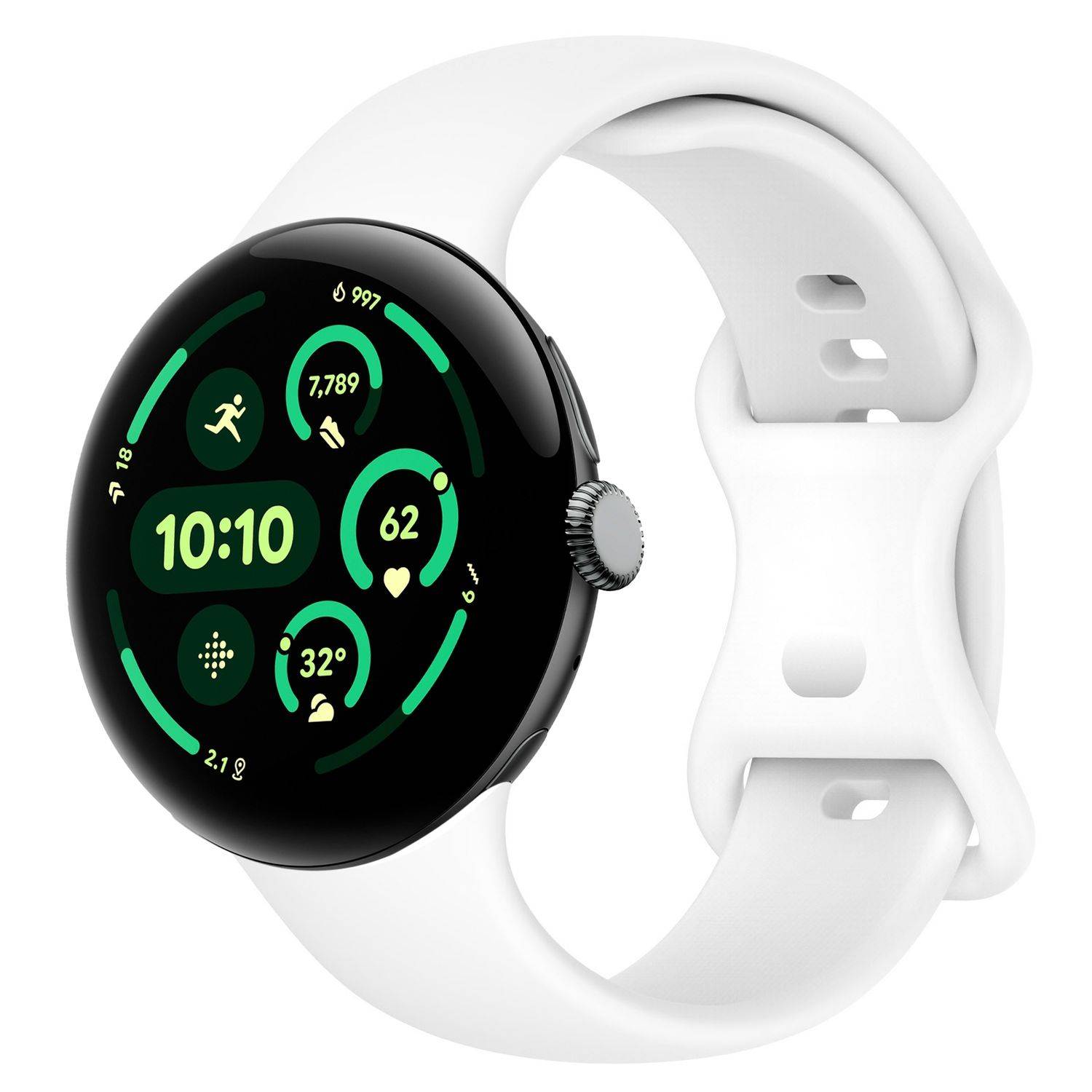 Für Google Pixel Watch 3 45mm Silikon Band Butterfly-Schnalle Weiß