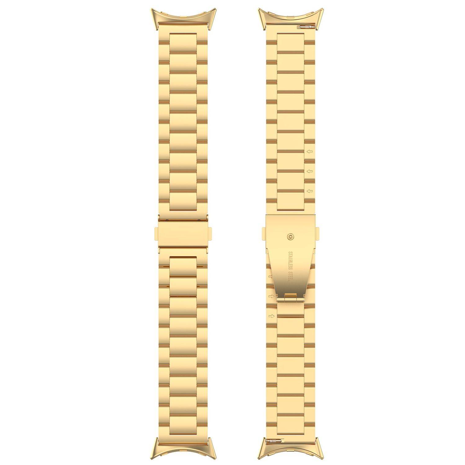 Für Google Pixel Watch 3 45mm Three Bead Edelstahl Smart Arm Band Gold
