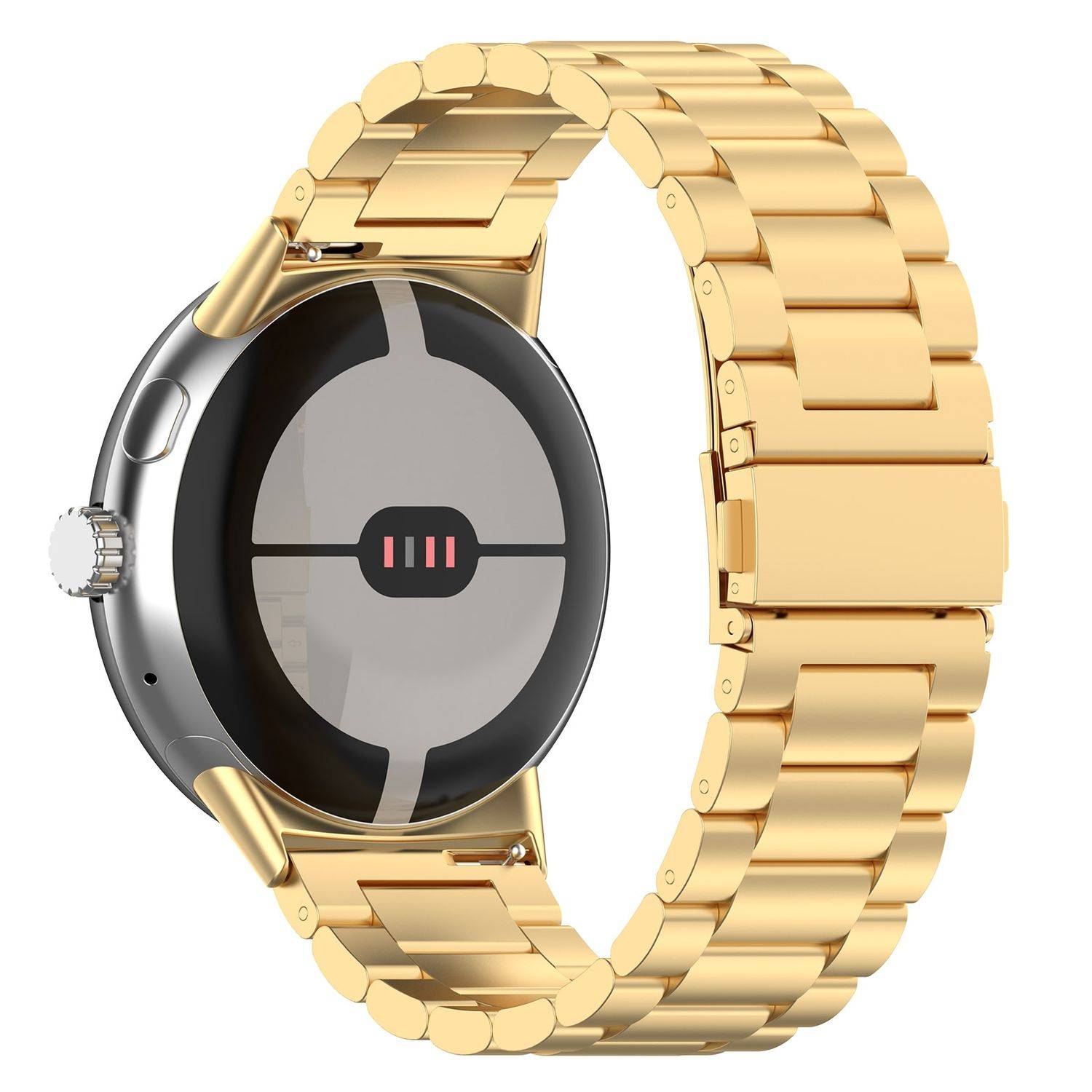 Für Google Pixel Watch 3 45mm Three Bead Edelstahl Smart Arm Band Gold