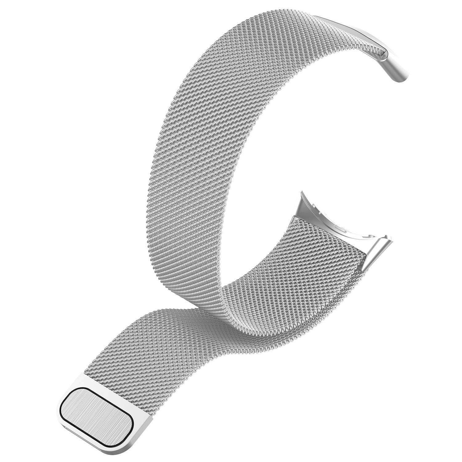 Für Google Pixel Watch 3 45mm Metall Mesh Magnetverschluss Band Silber