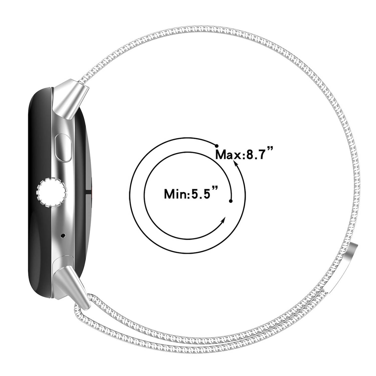 Für Google Pixel Watch 3 45mm Metall Mesh Magnetverschluss Band Silber