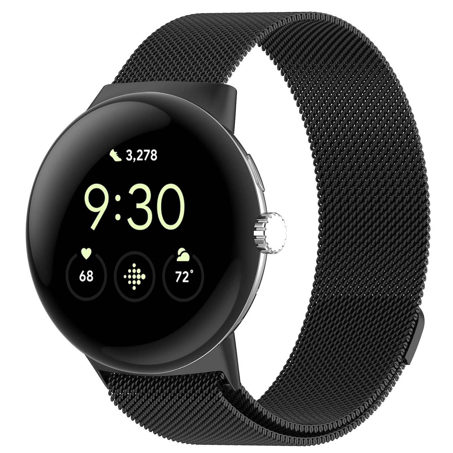 Für Google Pixel Watch 3 45mm Metall Magnetverschluss Band Schwarz