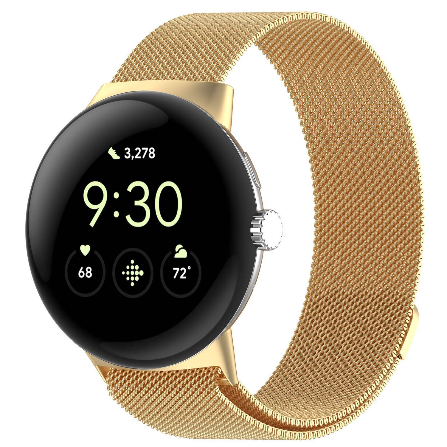 Für Google Pixel Watch 3 45mm Metall Mesh Magnetverschluss Band Gold