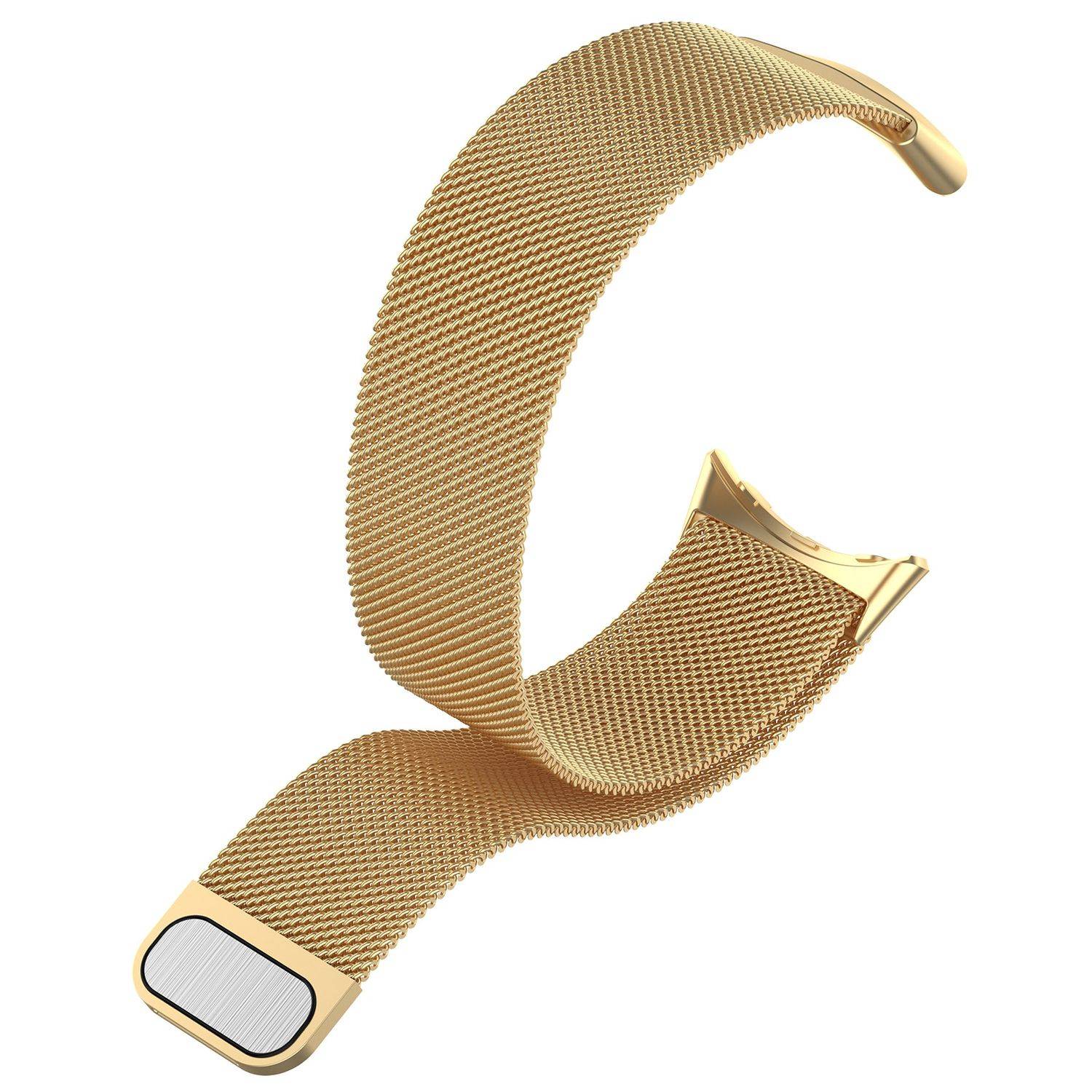 Für Google Pixel Watch 3 45mm Metall Mesh Magnetverschluss Band Gold