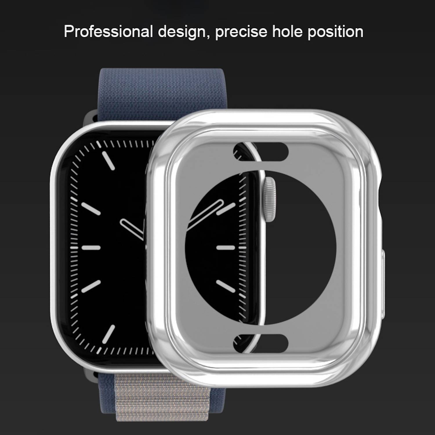 Für Apple Watch Series 10 42mm TPU Hülle Gehäuse Rundloch Case Schwarz