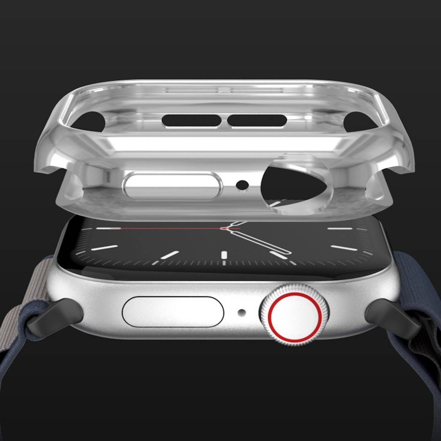 Für Apple Watch Series 10 42mm TPU Hülle Gehäuse Rundloch Case Schwarz