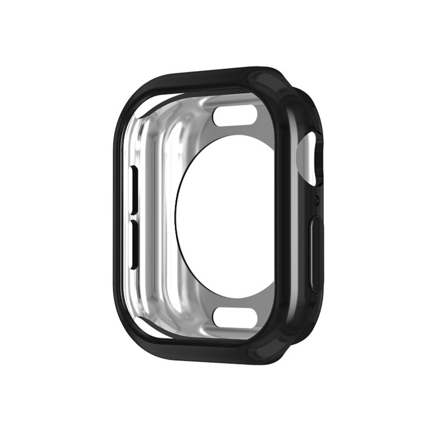 Für Apple Watch Series 10 46mm TPU Schutz Hülle Case Gehäuse Rundloch Design Schwarz