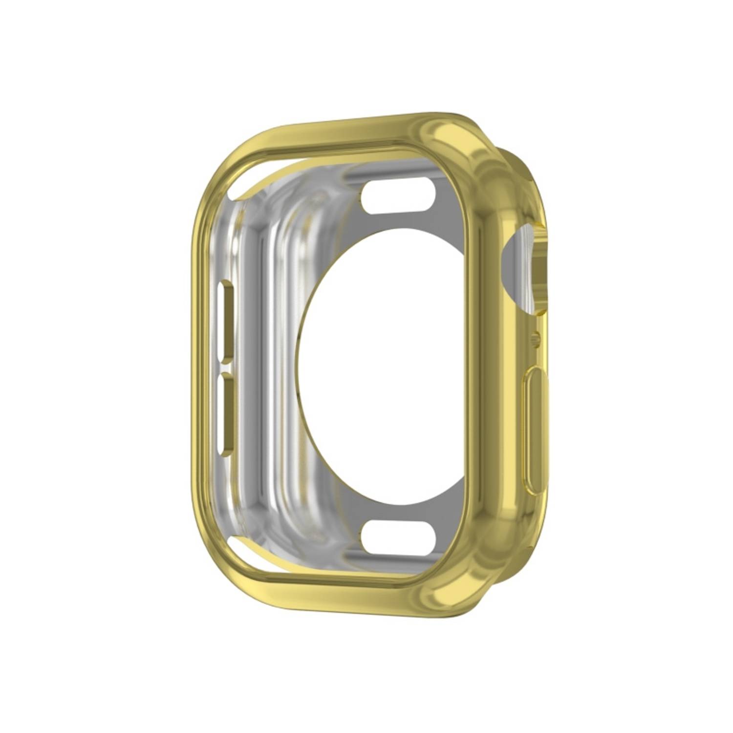 Für Apple Watch Series 10 42mm TPU Hülle Gehäuse Rundloch Design Gold