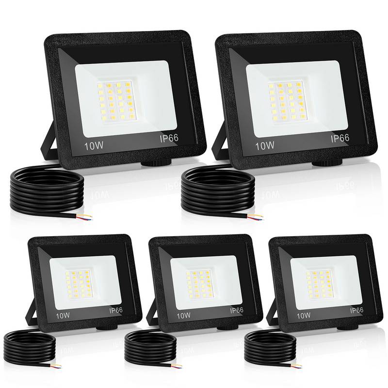 LED Fluter LED Baustrahler 5X 10W 3 Farbe 3000/4000/6500K Floodlight mit IP66 Wasserdicht
