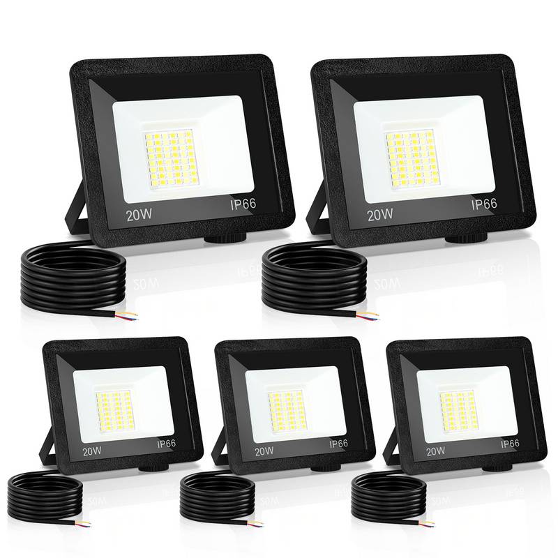 LED Fluter LED Baustrahler 5X 20W 3 Farbe 3000/4000/6500K Floodlight mit IP66 Wasserdicht