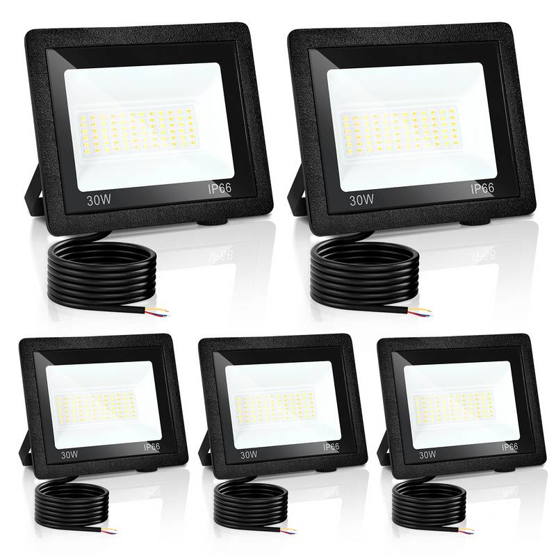 LED Fluter LED Baustrahler 5X 30W 3 Farbe 3000/4000/6500K Floodlight mit IP66 Wasserdicht