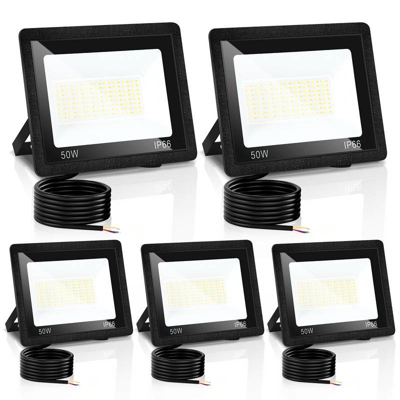 LED Fluter LED Baustrahler 5X 50W 3 Farbe 3000/4000/6500K Floodlight mit IP66 Wasserdicht