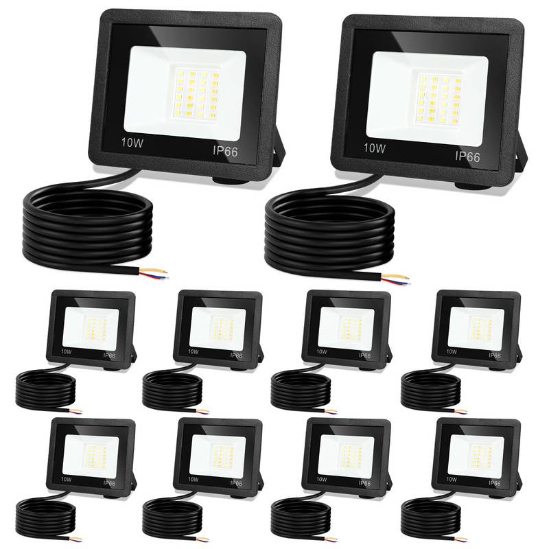 LED Baustrahler 10X 10W 3000/4000/6503K FLED Fluter Floodlight Außen Strahler Scheinwerfer
