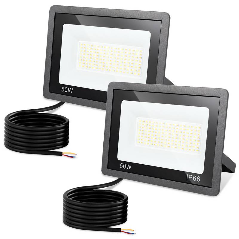 LED Baustrahler 2X 50W 3000/4000/6511K FLED Fluter Floodlight Außen Strahler Scheinwerfer