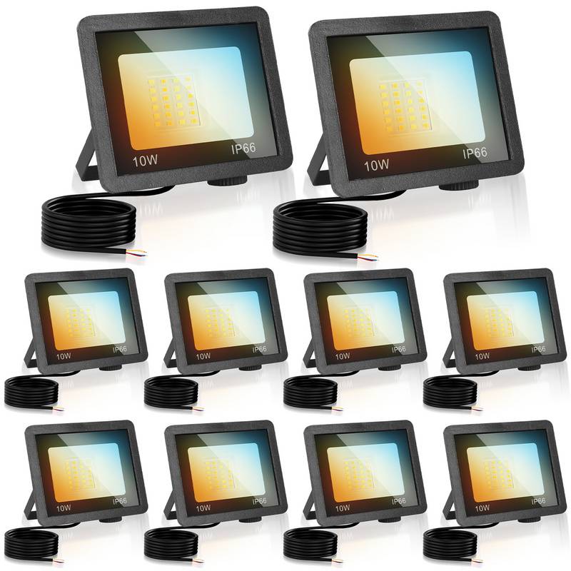 LED Fluter LED Strahler LED Baustrahler 10X 10W 3 Farbe 3000/4000/6500K Floodlight mit IP66 Wasserdicht