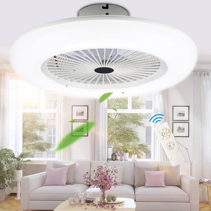 Deckenventilator 80w Fernbedienung Timer Dimmbar LED Dimmbar Deckenleuchte Ventilator für Wohnzimmer Runden