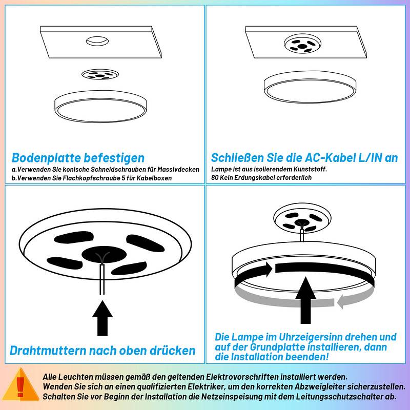 24W Smart LED Deckenleuchte mit RGB-Bluetooth, dimmbar - Flurlampe, Keller, Deckenlampe