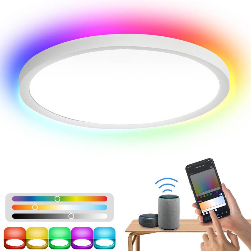 Smart LED Deckenleuchte 24W für Wohnzimmer dimmbar - Kinderzimmer, RGB Flurlampe