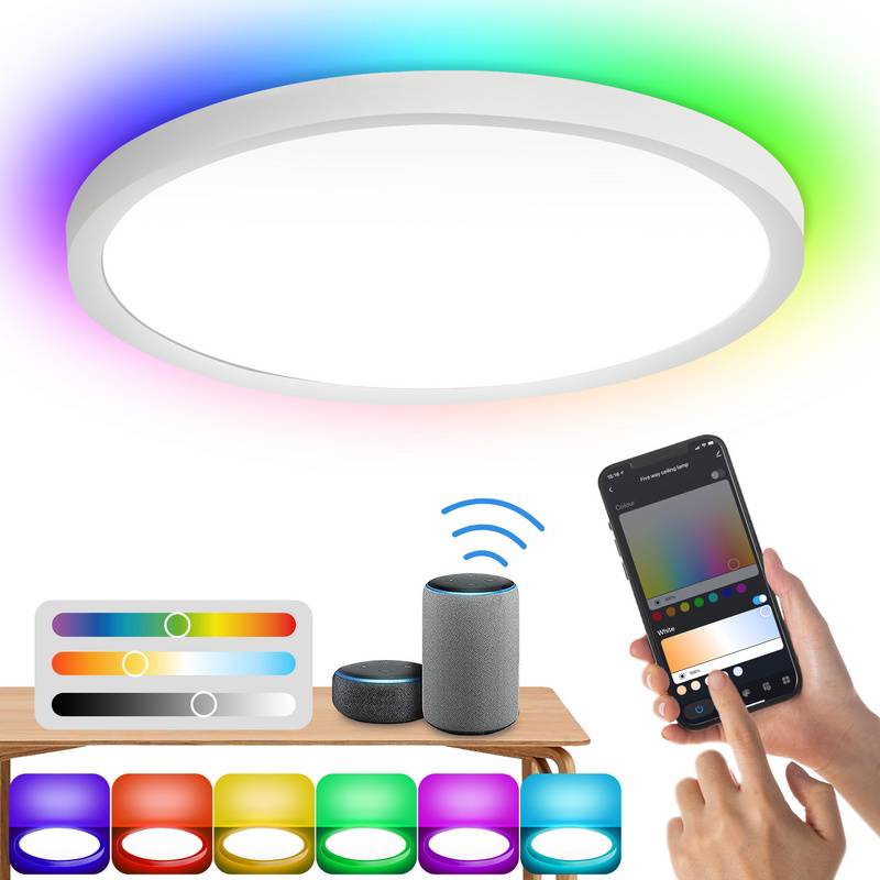 Smart LED Deckenleuchte 24W mit RGB-dimmbar - Superslim Flurleuchte, Flurlampe - 2040LM