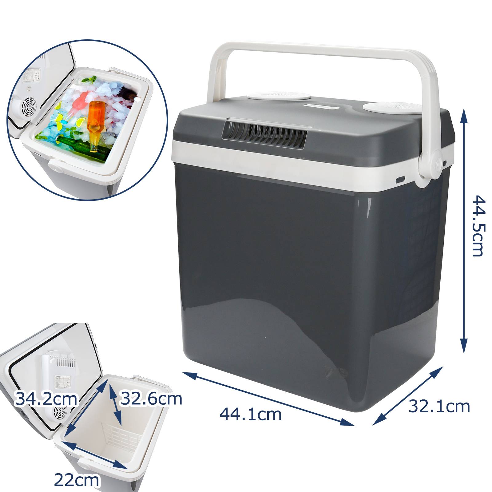Kühlbox Elektrisch Mini-Kühlschrank 12/230V Auto Camping Elektrische Kühlboxen kühlt wärmt ECO-Modus Kühltasche Isoliertasche 32L