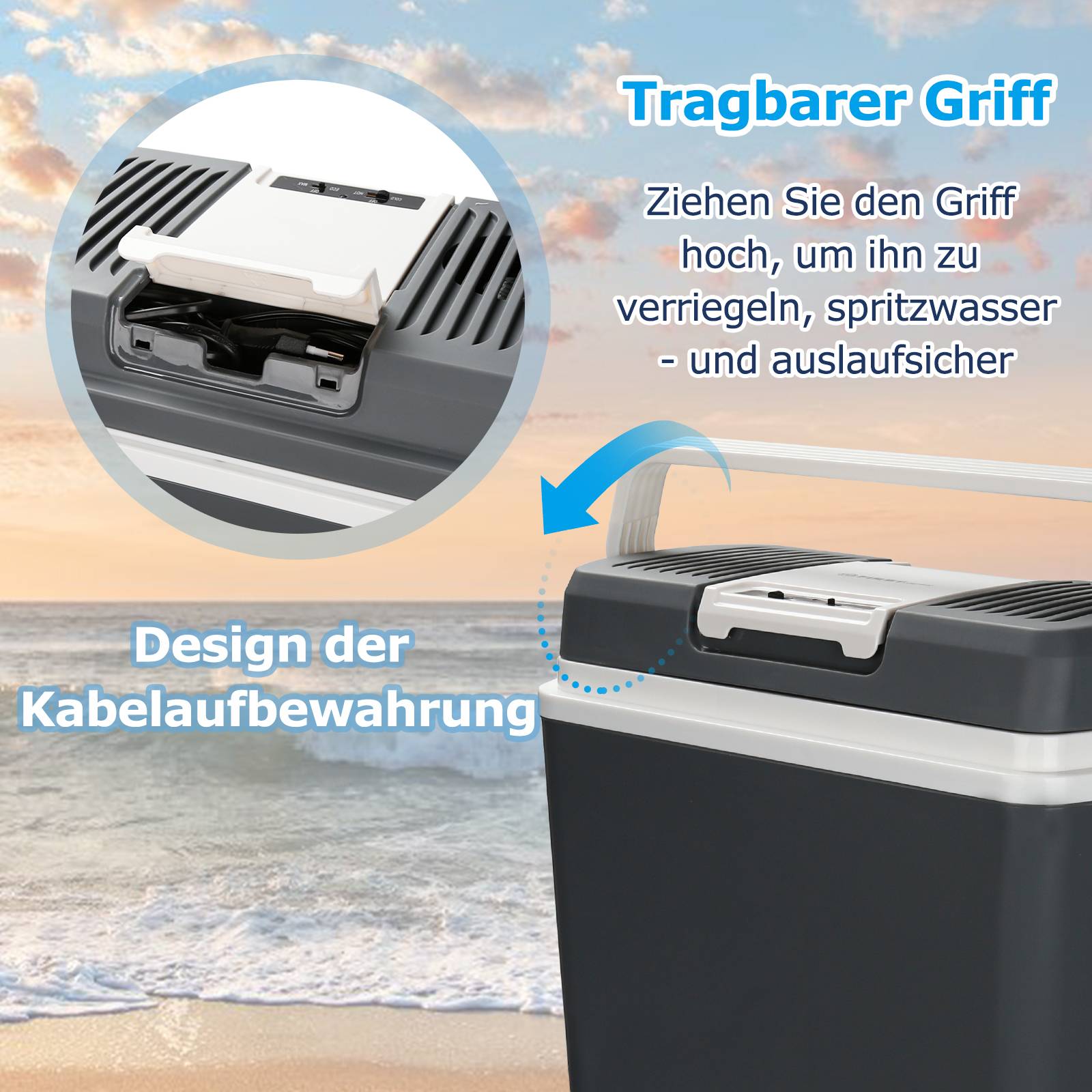 Kühlbox Elektrisch Mini-Kühlschrank 12/230V Auto Camping Elektrische Kühlboxen kühlt wärmt ECO-Modus Kühltasche Isoliertasche 32L