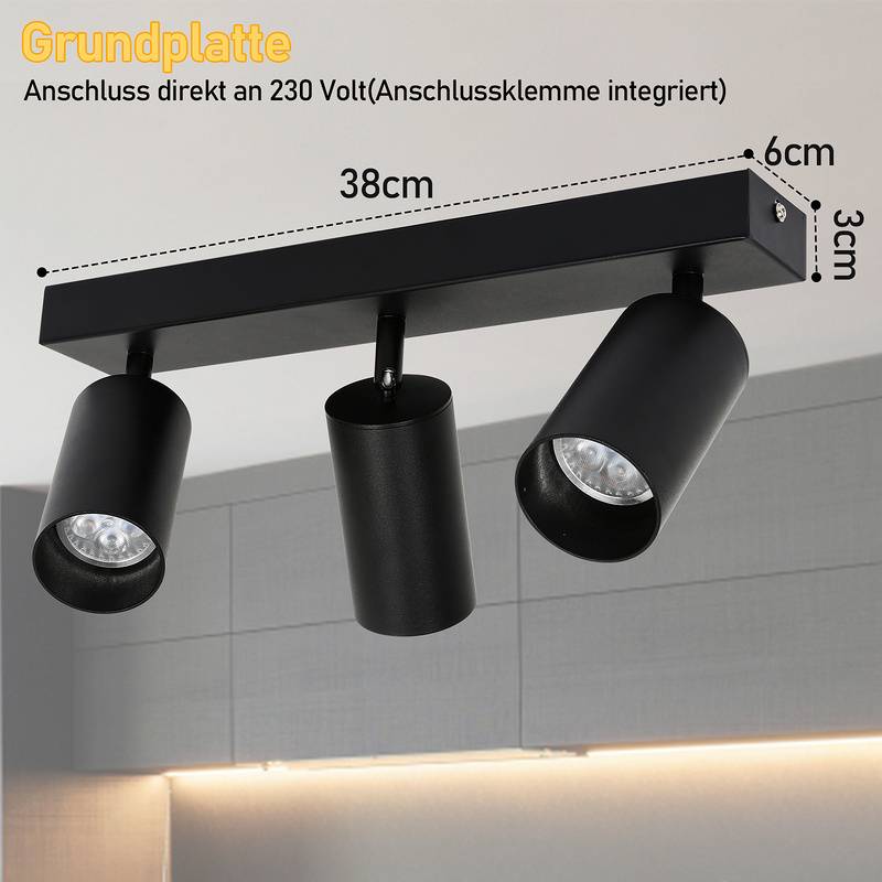 Deckenstrahler LED wechselbar, Warmweiß Doppelkopfstrahler schwenkbar Deckenleuchte Wandleuchte für Wohnzimmer, Küche, Esszimmer Einzelkopfstrahler