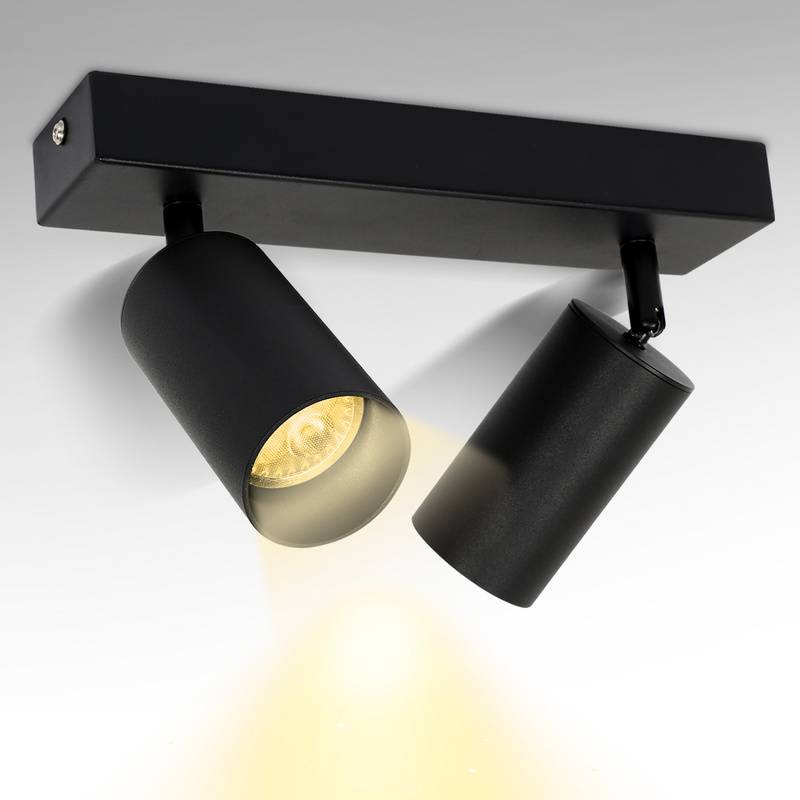 Deckenstrahler LED wechselbar, Warmweiß Doppelkopfstrahler schwenkbar Deckenleuchte Wandleuchte für Wohnzimmer, Küche, Esszimmer Einzelkopfstrahler