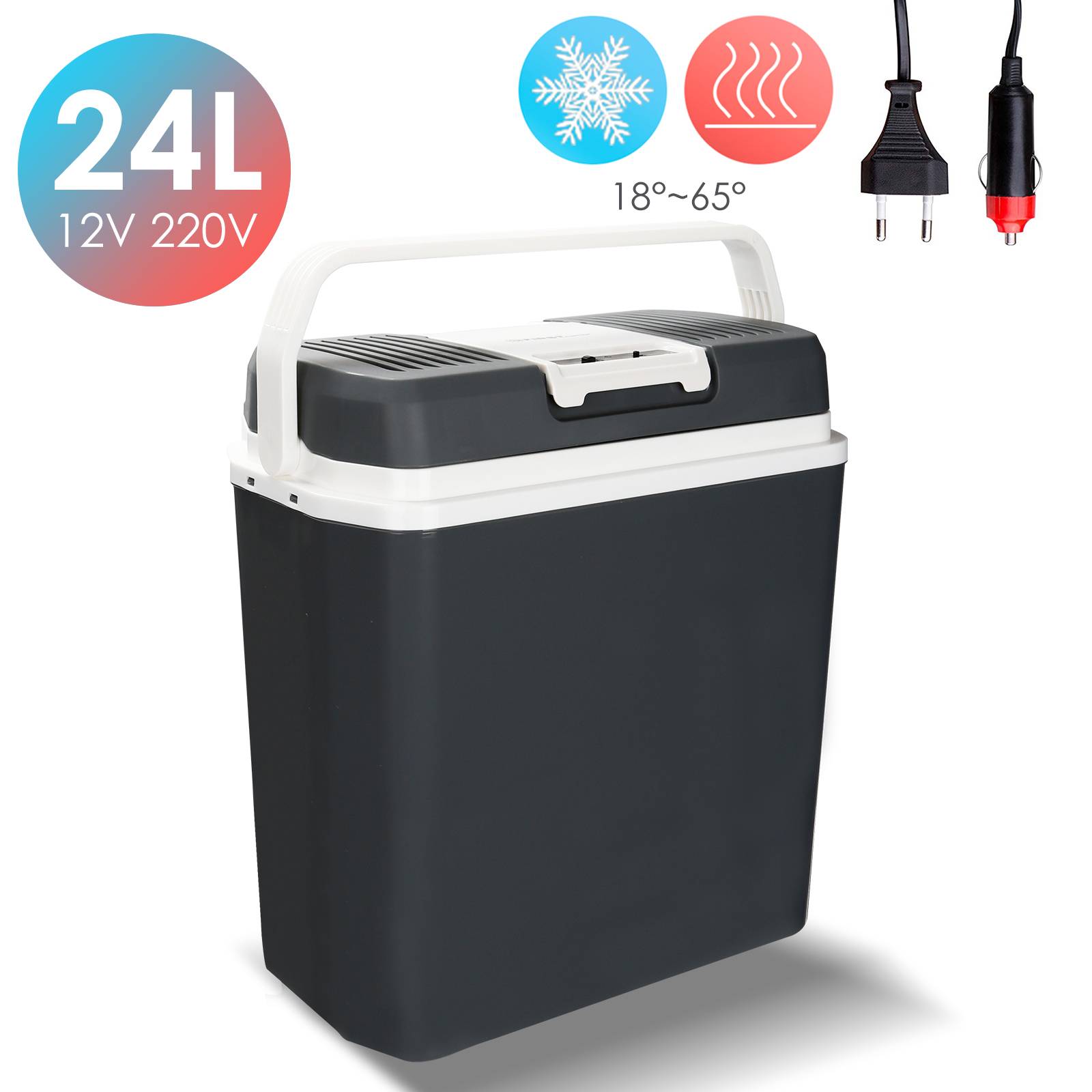 Kühlbox Elektrisch Mini-Kühlschrank 12/230V Auto Camping Elektrische Kühlboxen kühlt wärmt ECO-Modus Kühltasche Isoliertasche 24L
