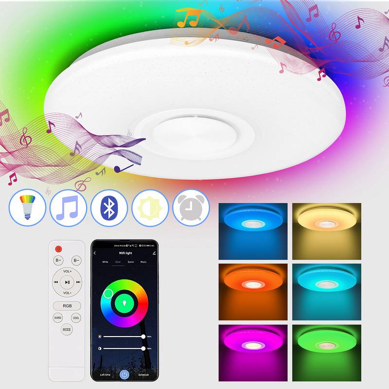 36W LED Deckenleuchte Deckenlampe Bluetooth Musik Farbwechsel Wand Panel Lampe