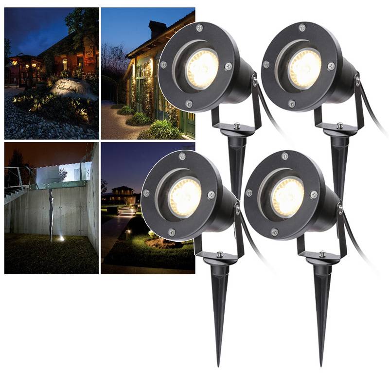 4X LED Gartenstrahler mit Erdspieß Gartenleuchte Gartenbeleuchtung Wasserdicht IP65 4W Warmweiß