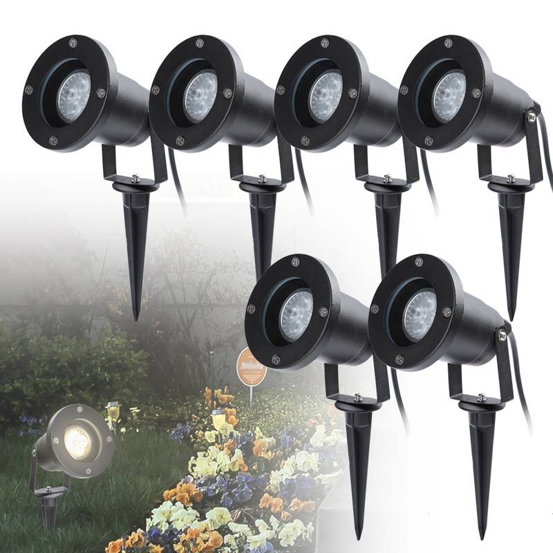 6X LED Gartenstrahler mit Erdspieß Gartenleuchte Gartenbeleuchtung Wasserdicht IP65 4W Warmweiß