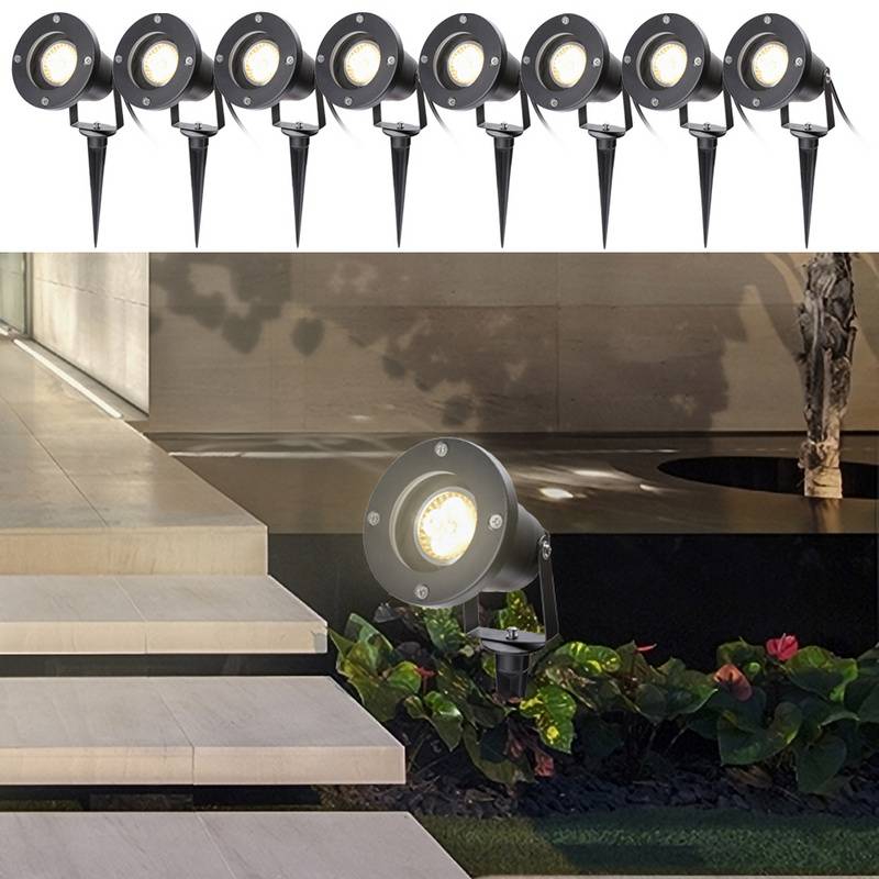 8X LED Gartenstrahler mit Erdspieß Gartenleuchte Gartenbeleuchtung Wasserdicht IP65 4W Warmweiß