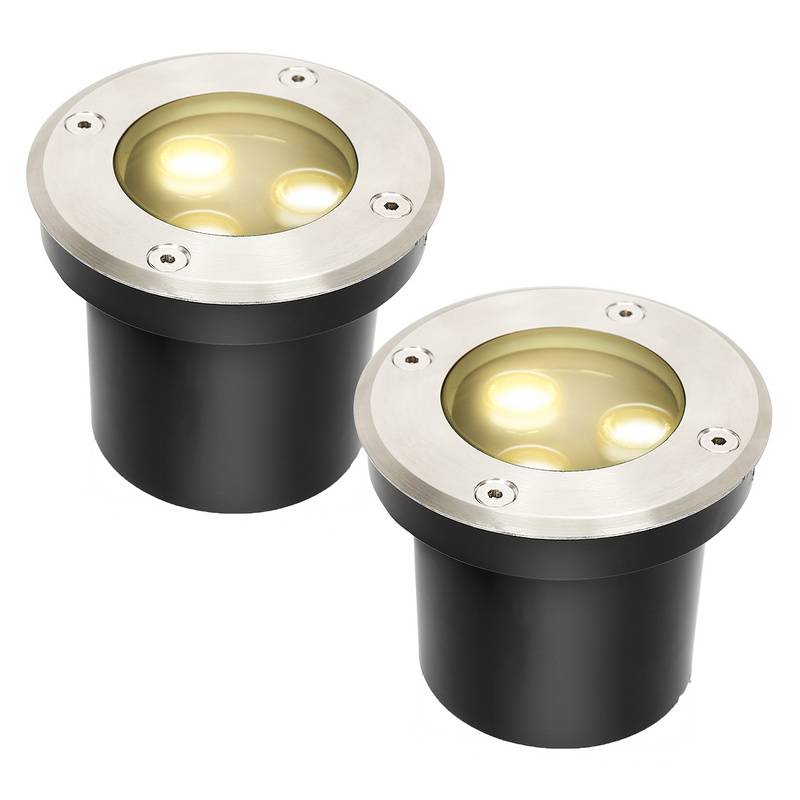2x 3W Bodenleuchte IP67 LED Leuchte Bodeneinbaustrahler Bodenstrahler Boden Warmweiß