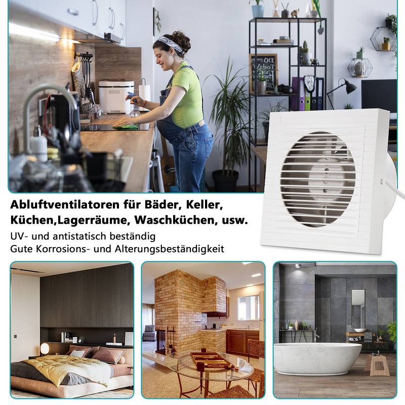 Badlüfter Wandlüfter Mit Rückflussleitblech Ventilator Rohrlüfter 150mm