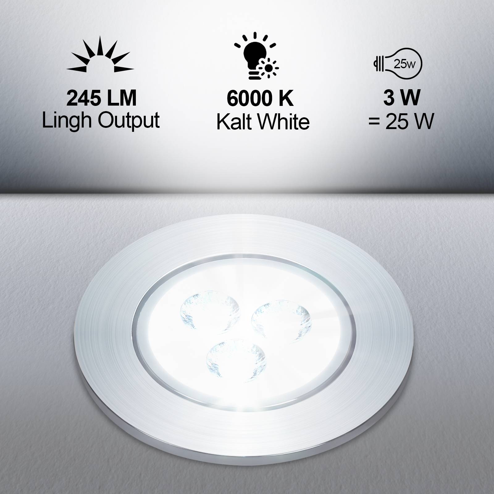 20x 3W LED Einbaustrahler 245lm Warmweiß Spot Deckenstrahler Schwenkbar Einbauspot Einbauleuchte Deckeneinbauleuchte